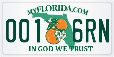 FL license plate 0016RN