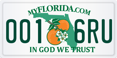 FL license plate 0016RU