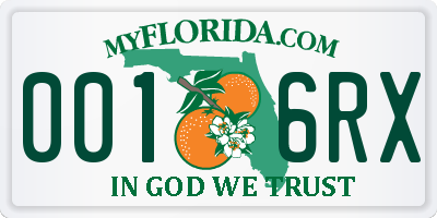 FL license plate 0016RX