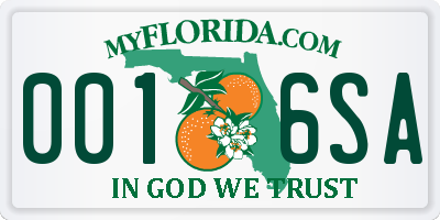 FL license plate 0016SA