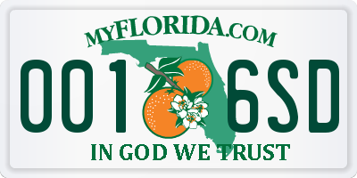 FL license plate 0016SD