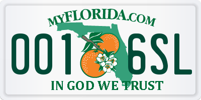 FL license plate 0016SL