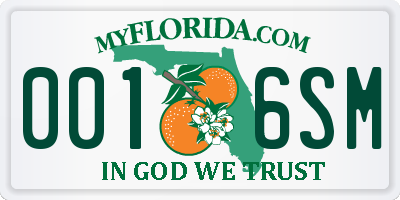 FL license plate 0016SM