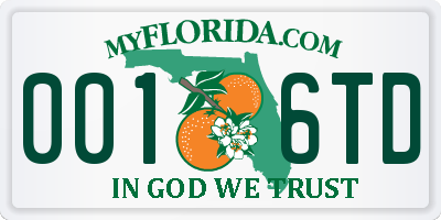 FL license plate 0016TD