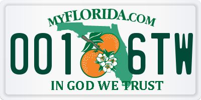 FL license plate 0016TW