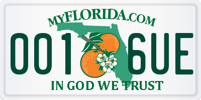 FL license plate 0016UE