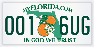 FL license plate 0016UG