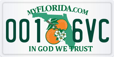 FL license plate 0016VC