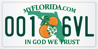 FL license plate 0016VL