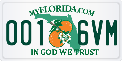 FL license plate 0016VM