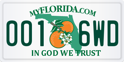 FL license plate 0016WD
