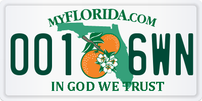 FL license plate 0016WN