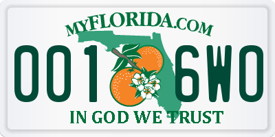 FL license plate 0016WO