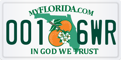 FL license plate 0016WR