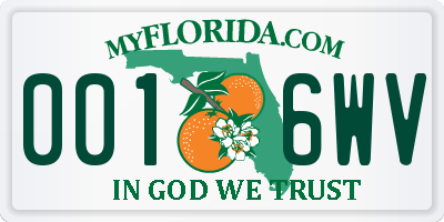 FL license plate 0016WV