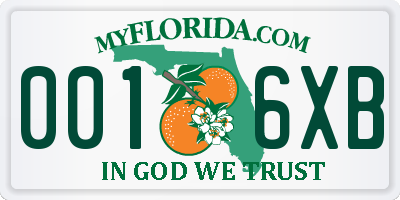 FL license plate 0016XB