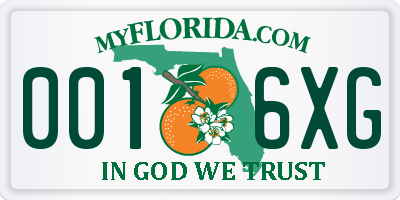 FL license plate 0016XG