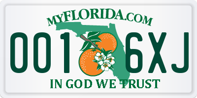 FL license plate 0016XJ