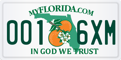 FL license plate 0016XM