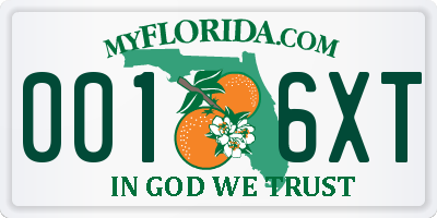 FL license plate 0016XT