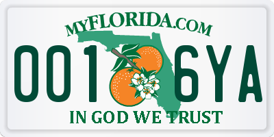 FL license plate 0016YA