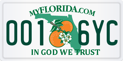 FL license plate 0016YC