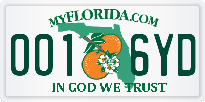 FL license plate 0016YD