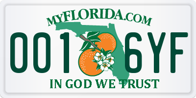 FL license plate 0016YF