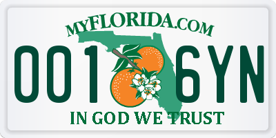 FL license plate 0016YN