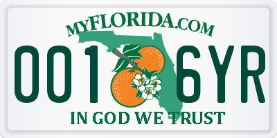 FL license plate 0016YR