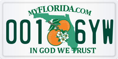 FL license plate 0016YW