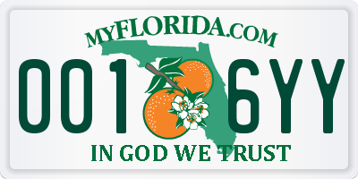 FL license plate 0016YY