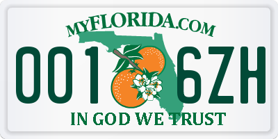 FL license plate 0016ZH