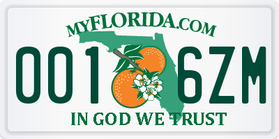 FL license plate 0016ZM