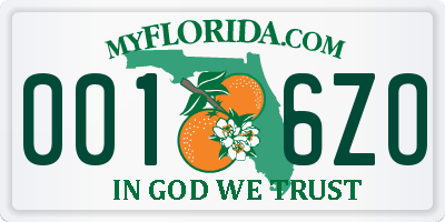 FL license plate 0016ZO