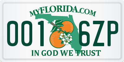 FL license plate 0016ZP