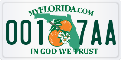 FL license plate 0017AA