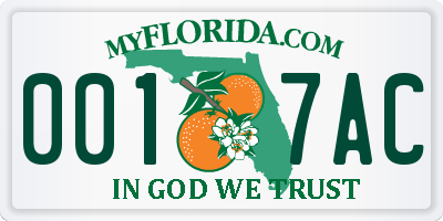 FL license plate 0017AC