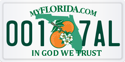 FL license plate 0017AL