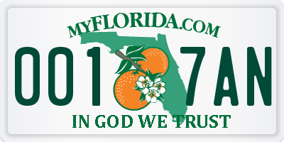 FL license plate 0017AN