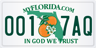 FL license plate 0017AQ