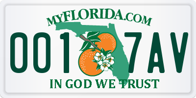 FL license plate 0017AV
