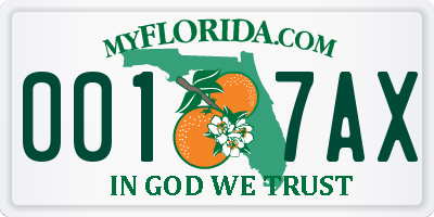FL license plate 0017AX