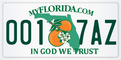 FL license plate 0017AZ