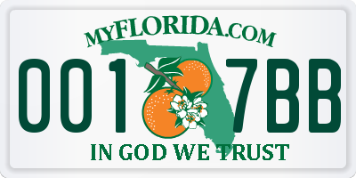 FL license plate 0017BB