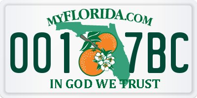 FL license plate 0017BC