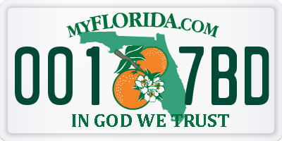 FL license plate 0017BD