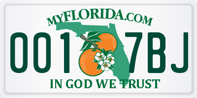 FL license plate 0017BJ