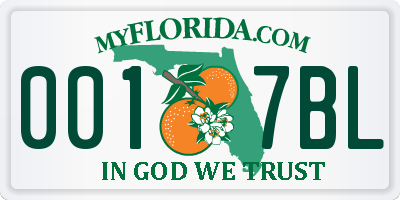 FL license plate 0017BL