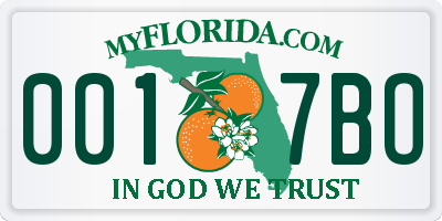 FL license plate 0017BO